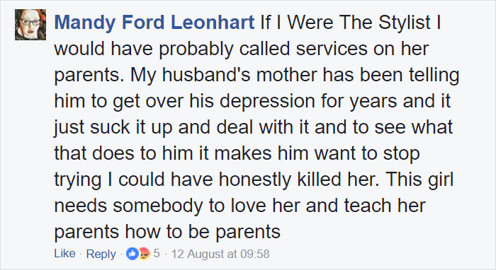 Hairdresser Refuses To Shave Depressed Teen’s Hair, Spends 13 Hours Fixing It Hairdresser Refuses To Shave Depressed Teen’s Hair, Spends 13 Hours Fixing It
