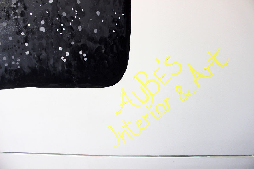 I Spent Three Days To Create This Sweet Wall Painting At Big And Modern Kitchen