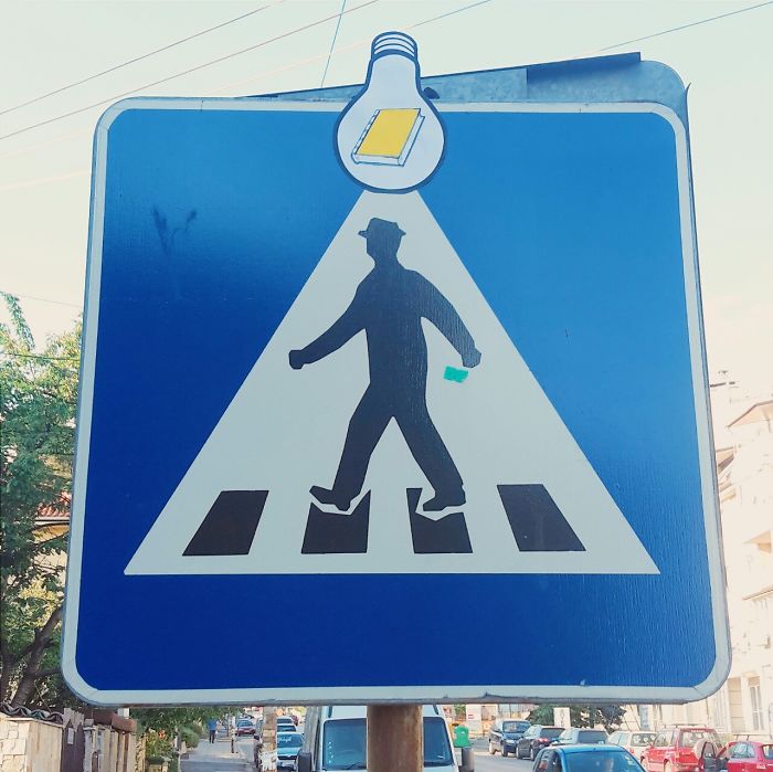 I Raise The Spirits Of Passersby By “Upgrading” Traffic Signs In Sofia, Bulgaria I Raise The Spirits Of Passersby By “Upgrading” Traffic Signs In Sofia, Bulgaria