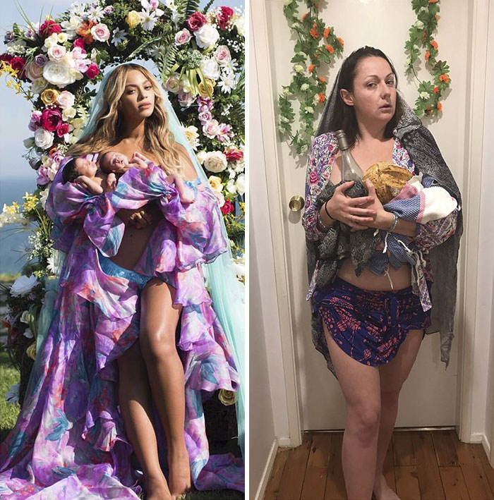 Woman Continues To Hilariously Recreate Celebrity Instagram Photos (76 Pics)