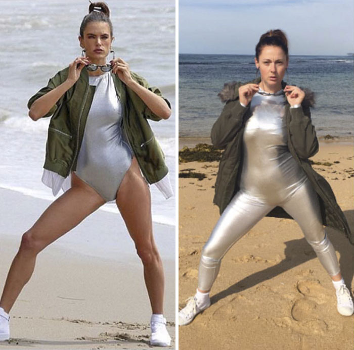 Woman Continues To Hilariously Recreate Celebrity Instagram Photos (76 Pics)