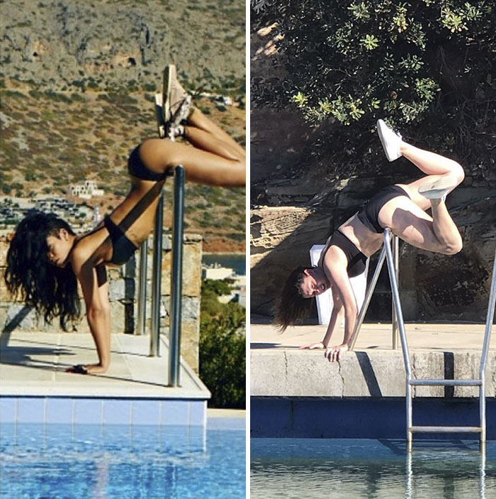 Woman Continues To Hilariously Recreate Celebrity Instagram Photos (76 Pics)