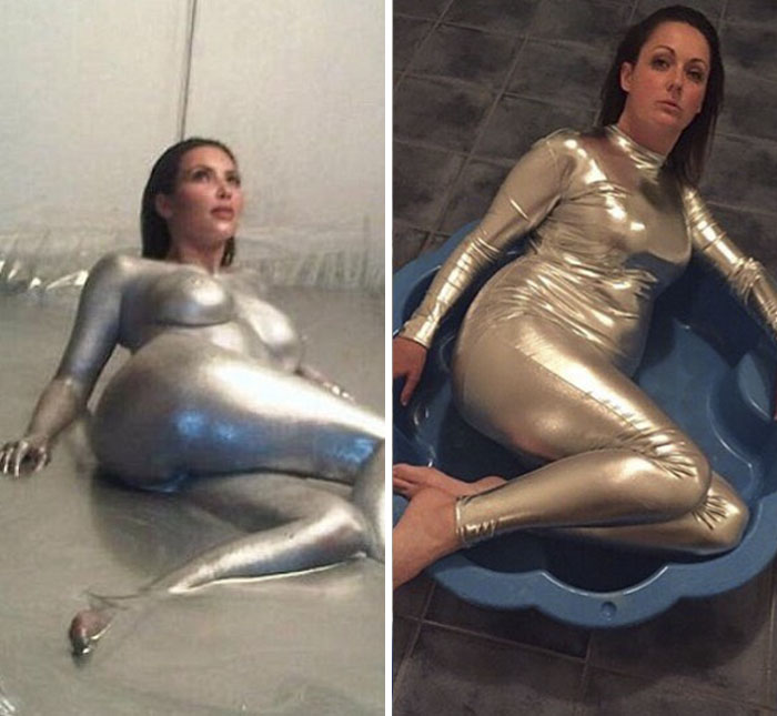Woman Continues To Hilariously Recreate Celebrity Instagram Photos (76 Pics)
