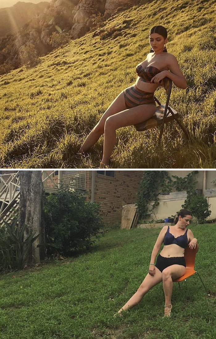 Woman Continues To Hilariously Recreate Celebrity Instagram Photos (76 Pics)