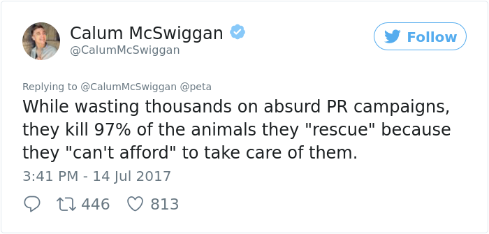 Guy Brutally Roasts PETA On Twitter, And People Are Finally Realizing The Truth Guy Brutally Roasts PETA On Twitter, And People Are Finally Realizing The Truth