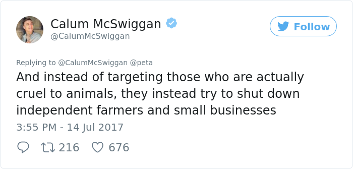 Guy Brutally Roasts PETA On Twitter, And People Are Finally Realizing The Truth Guy Brutally Roasts PETA On Twitter, And People Are Finally Realizing The Truth