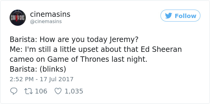 66 Of The Most Hilarious Reactions To Ed Sheeran’s Cameo In Game Of Thrones 66 Of The Most Hilarious Reactions To Ed Sheeran’s Cameo In Game Of Thrones