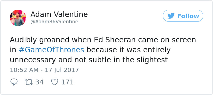 66 Of The Most Hilarious Reactions To Ed Sheeran’s Cameo In Game Of Thrones 66 Of The Most Hilarious Reactions To Ed Sheeran’s Cameo In Game Of Thrones