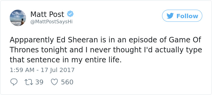 66 Of The Most Hilarious Reactions To Ed Sheeran’s Cameo In Game Of Thrones 66 Of The Most Hilarious Reactions To Ed Sheeran’s Cameo In Game Of Thrones