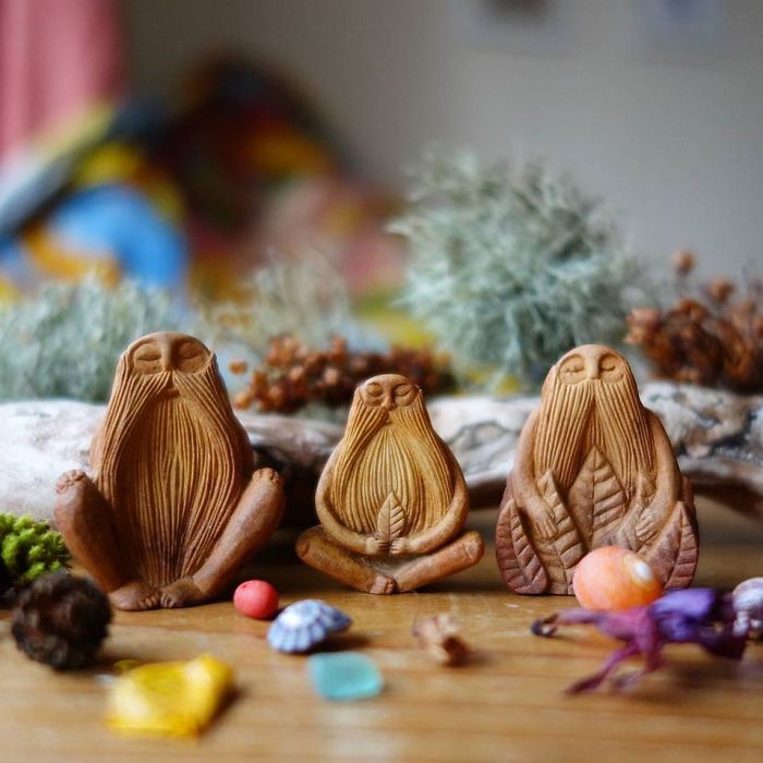Most People Throw Away Avocado Pits, But This Artist Carves Them Into Magical Forest Creatures