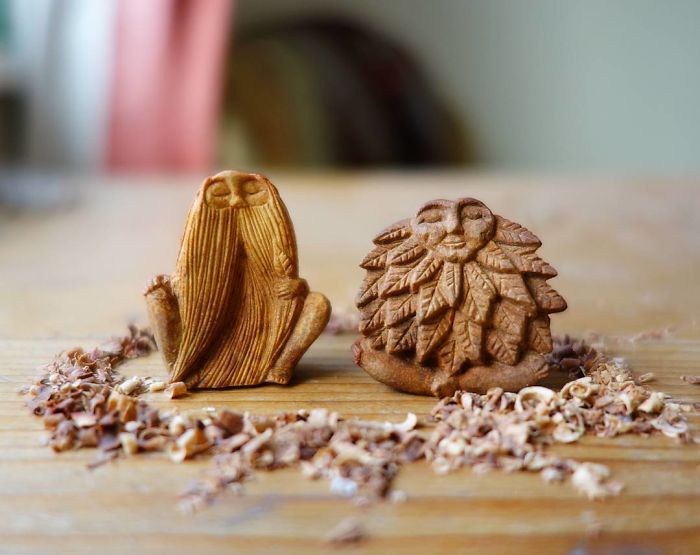 Most People Throw Away Avocado Pits, But This Artist Carves Them Into Magical Forest Creatures