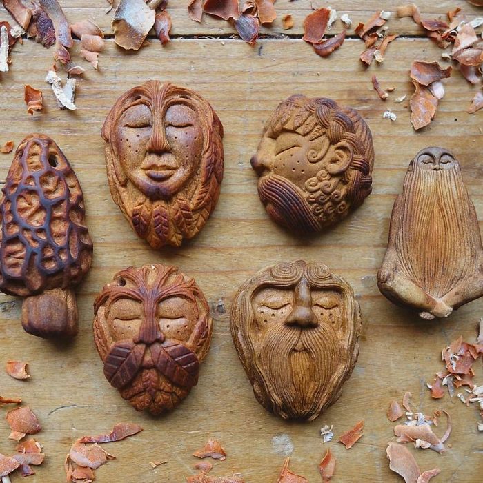 Most People Throw Away Avocado Pits, But This Artist Carves Them Into Magical Forest Creatures