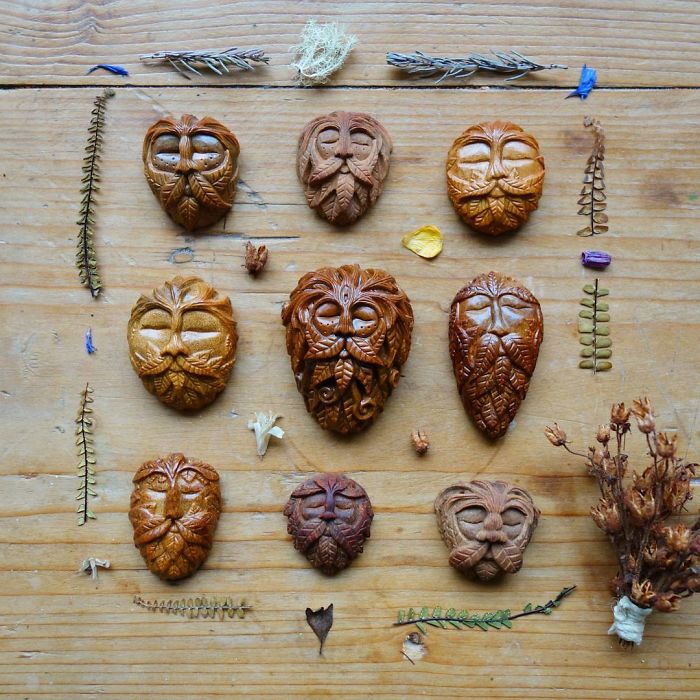 Most People Throw Away Avocado Pits, But This Artist Carves Them Into Magical Forest Creatures