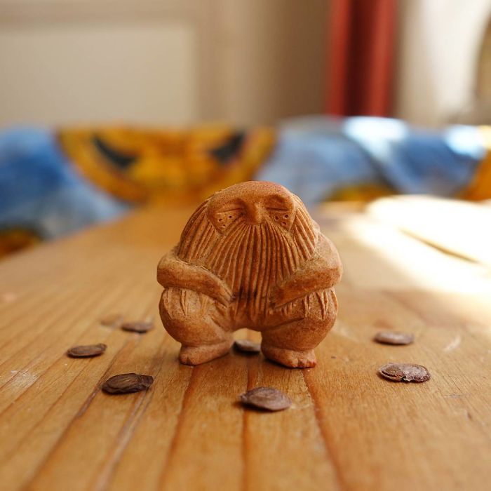 Most People Throw Away Avocado Pits, But This Artist Carves Them Into Magical Forest Creatures