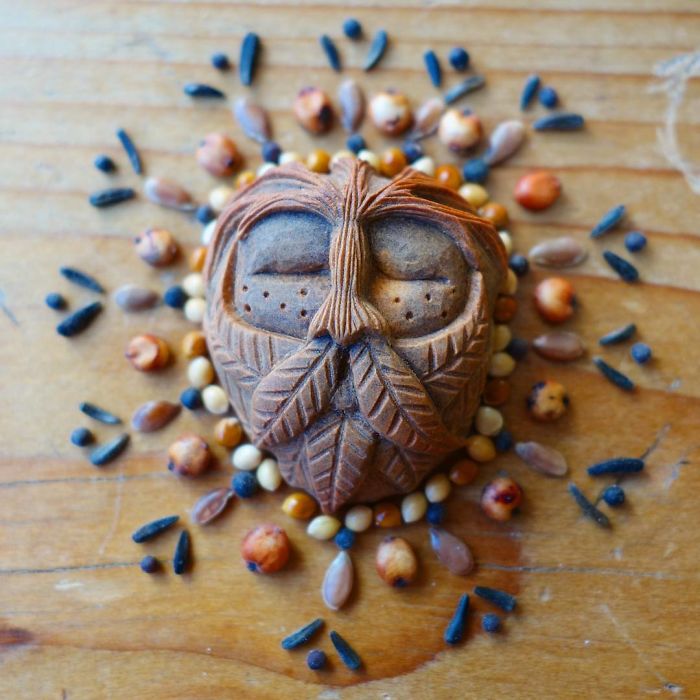 Most People Throw Away Avocado Pits, But This Artist Carves Them Into Magical Forest Creatures