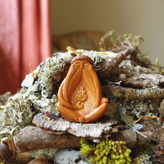 Most People Throw Away Avocado Pits, But This Artist Carves Them Into Magical Forest Creatures