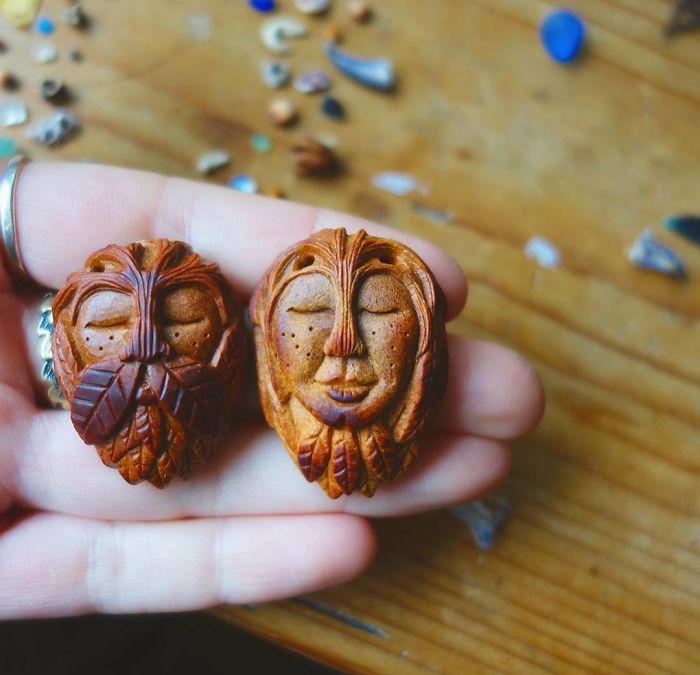 Most People Throw Away Avocado Pits, But This Artist Carves Them Into Magical Forest Creatures