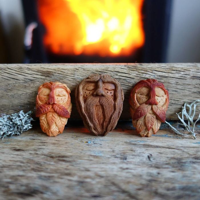Most People Throw Away Avocado Pits, But This Artist Carves Them Into Magical Forest Creatures