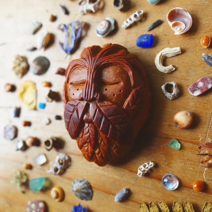 Most People Throw Away Avocado Pits, But This Artist Carves Them Into Magical Forest Creatures