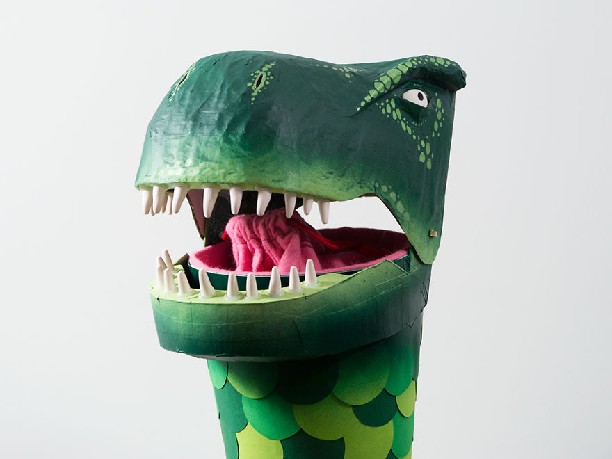 Handmade Paper Mache Dinosaur Schoolcone ‘Schultüte’ Handmade Paper Mache Dinosaur Schoolcone ‘Schultüte’