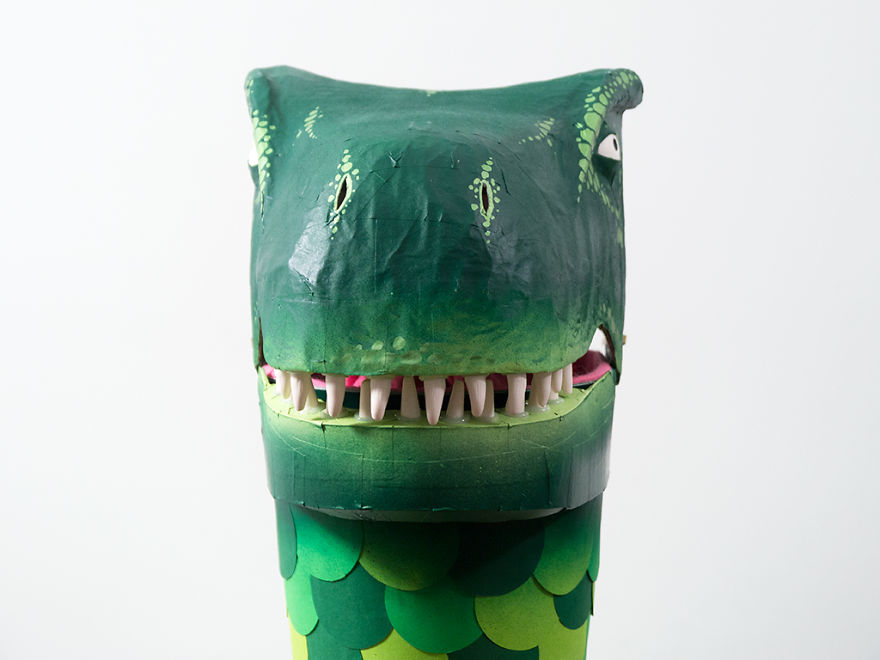 Handmade Paper Mache Dinosaur Schoolcone ‘Schultüte’ Handmade Paper Mache Dinosaur Schoolcone ‘Schultüte’