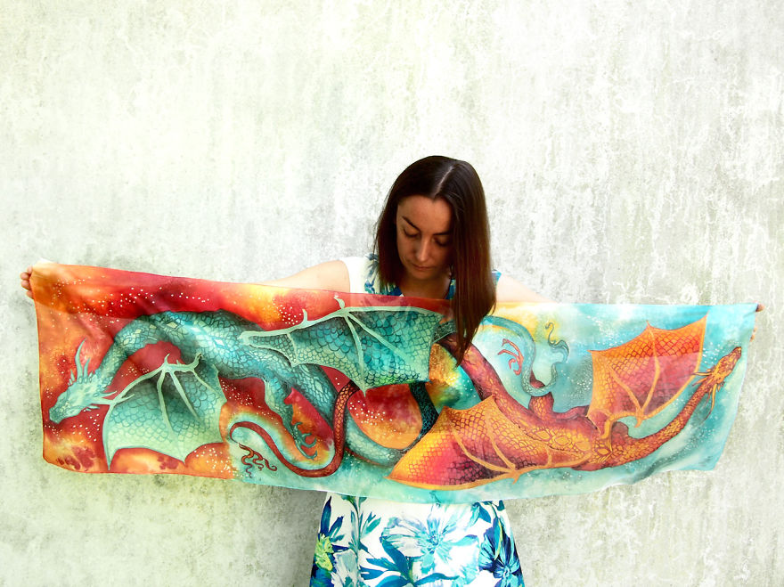 I Painted Dancing Dragons On Silk So That You Can Tango With Mystic Creatures I Painted Dancing Dragons On Silk So That You Can Tango With Mystic Creatures