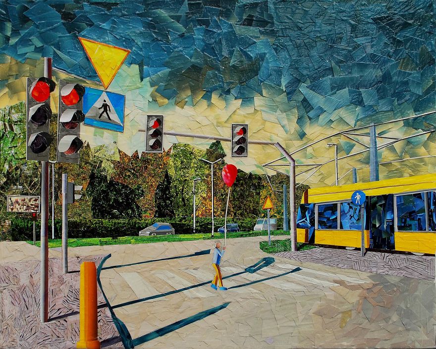 Cityscapes That Look Like Oil Paintings Which I Create Using Only Paper And Glue