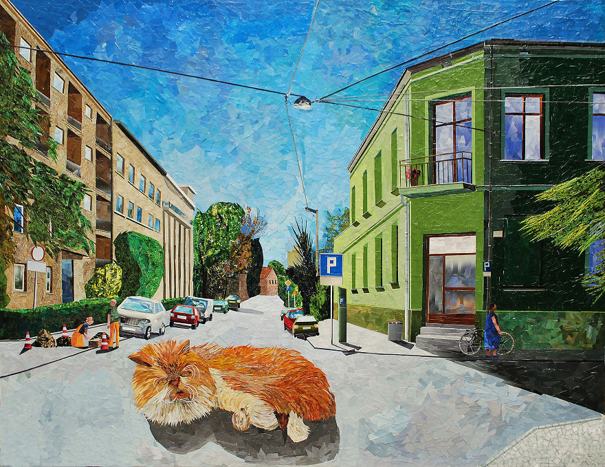 Cityscapes That Look Like Oil Paintings Which I Create Using Only Paper And Glue