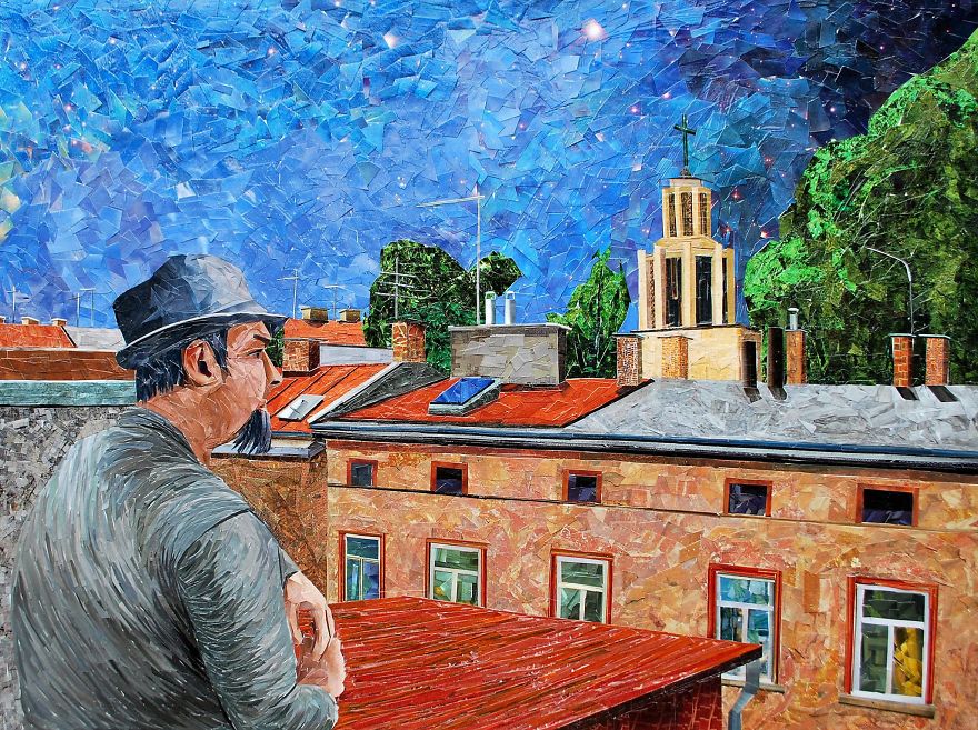 Cityscapes That Look Like Oil Paintings Which I Create Using Only Paper And Glue