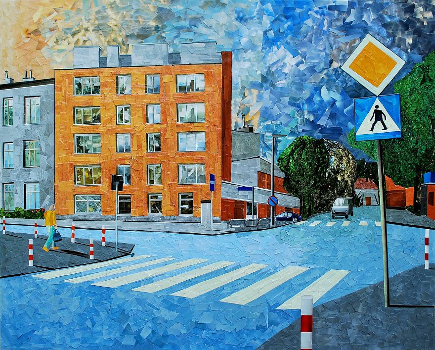 Cityscapes That Look Like Oil Paintings Which I Create Using Only Paper And Glue