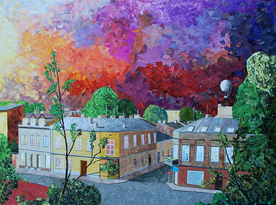 Cityscapes That Look Like Oil Paintings Which I Create Using Only Paper And Glue