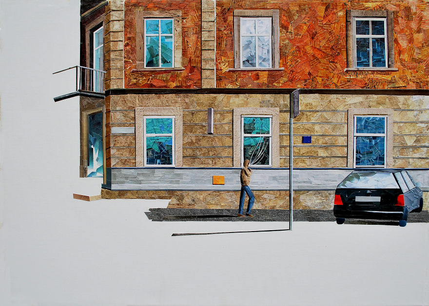 Cityscapes That Look Like Oil Paintings Which I Create Using Only Paper And Glue