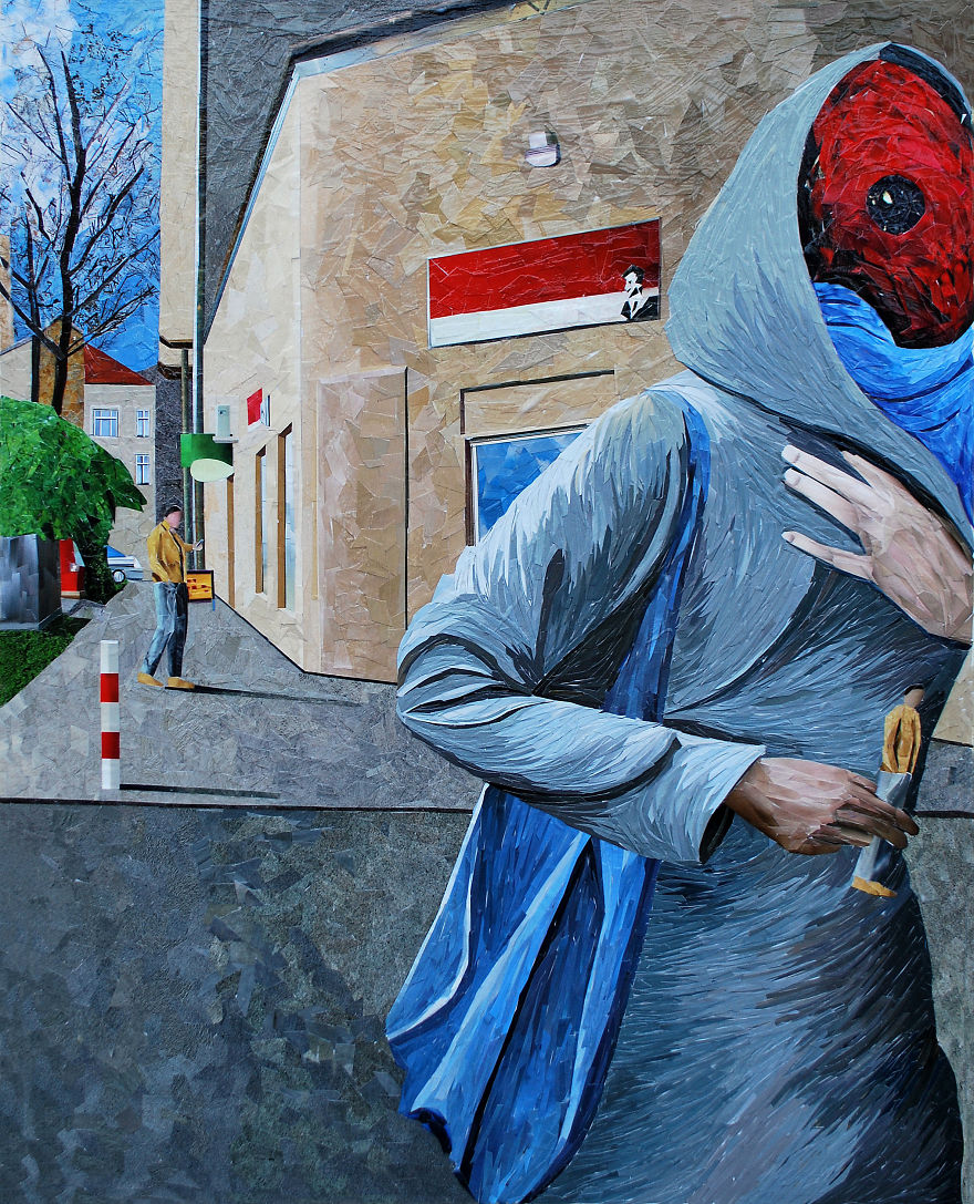 Cityscapes That Look Like Oil Paintings Which I Create Using Only Paper And Glue