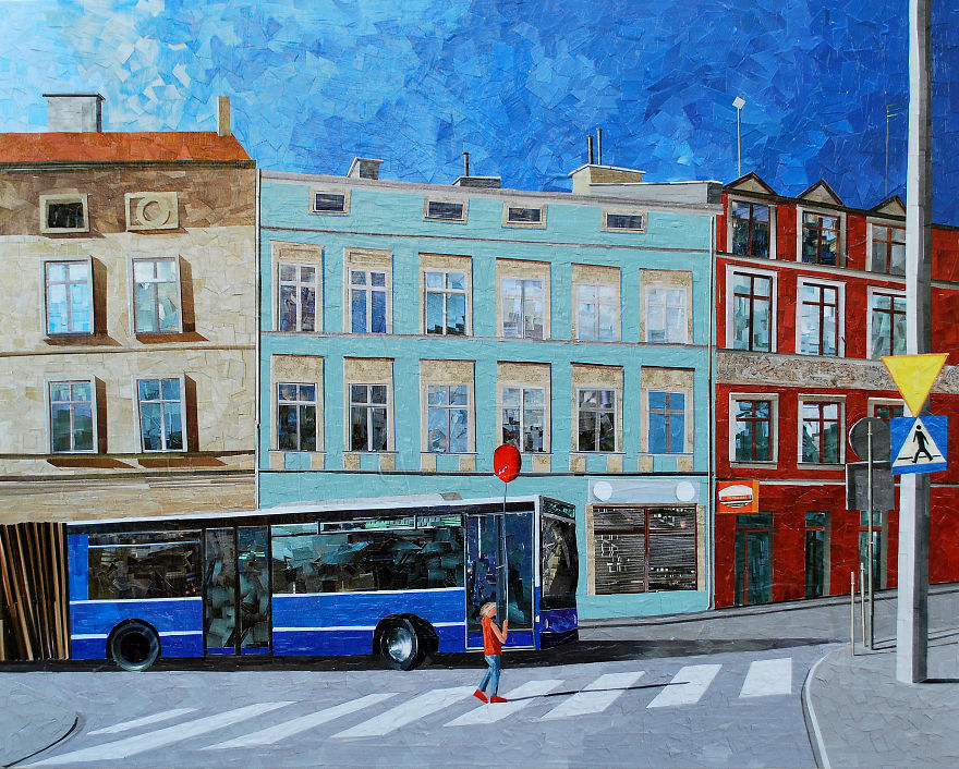 Cityscapes That Look Like Oil Paintings Which I Create Using Only Paper And Glue