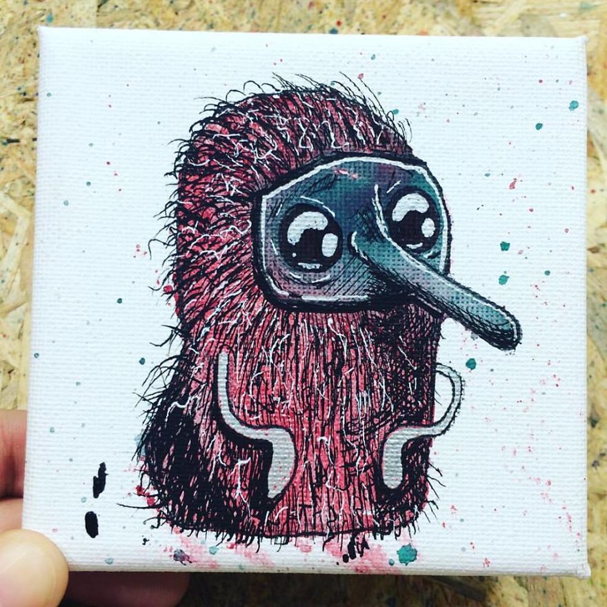 I Create Quirky Monsters From Random Paint Splashes Daily