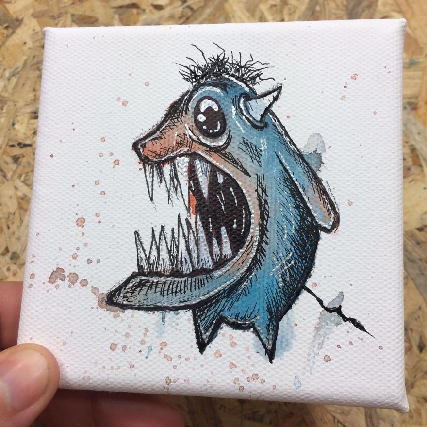 I Create Quirky Monsters From Random Paint Splashes Daily