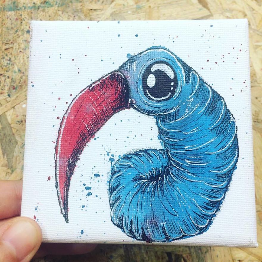 I Create Quirky Monsters From Random Paint Splashes Daily