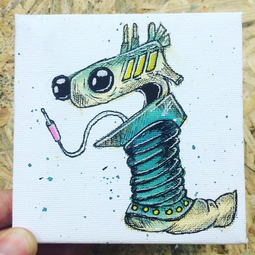 I Create Quirky Monsters From Random Paint Splashes Daily