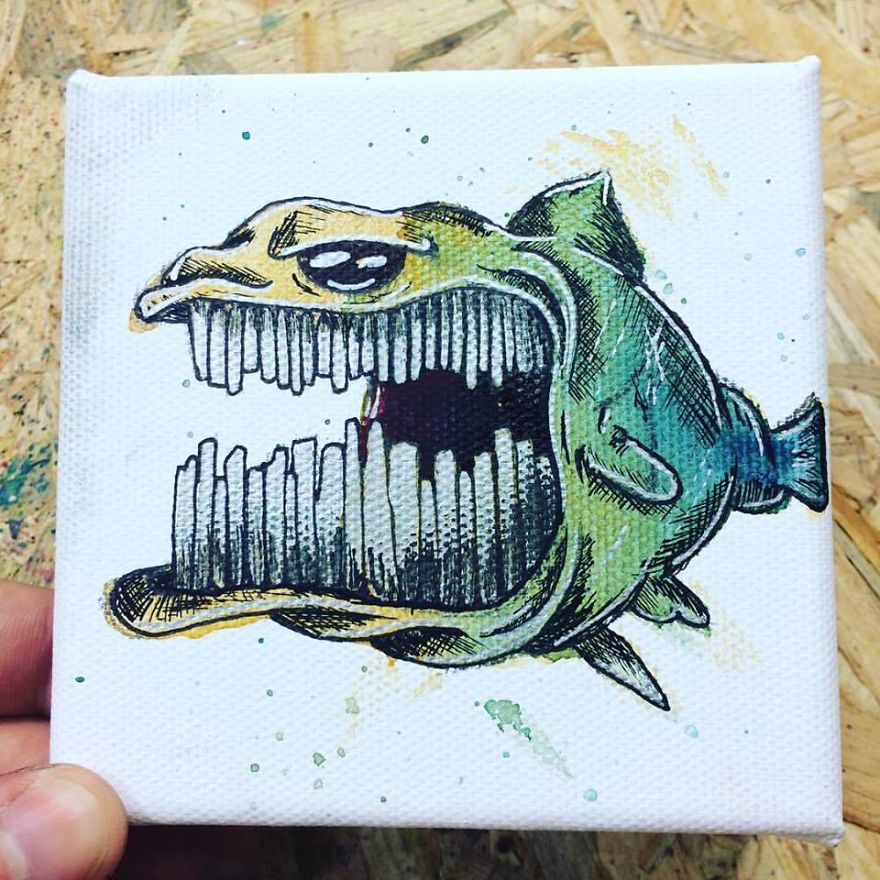 I Create Quirky Monsters From Random Paint Splashes Daily