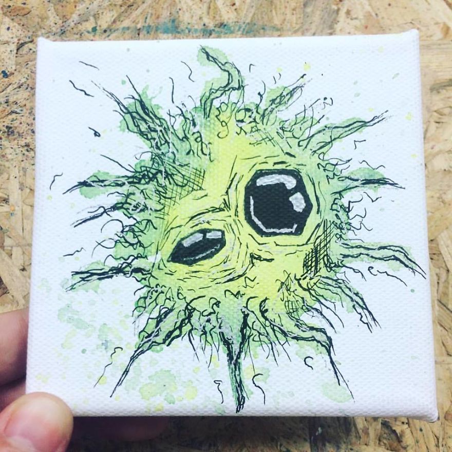 I Create Quirky Monsters From Random Paint Splashes Daily