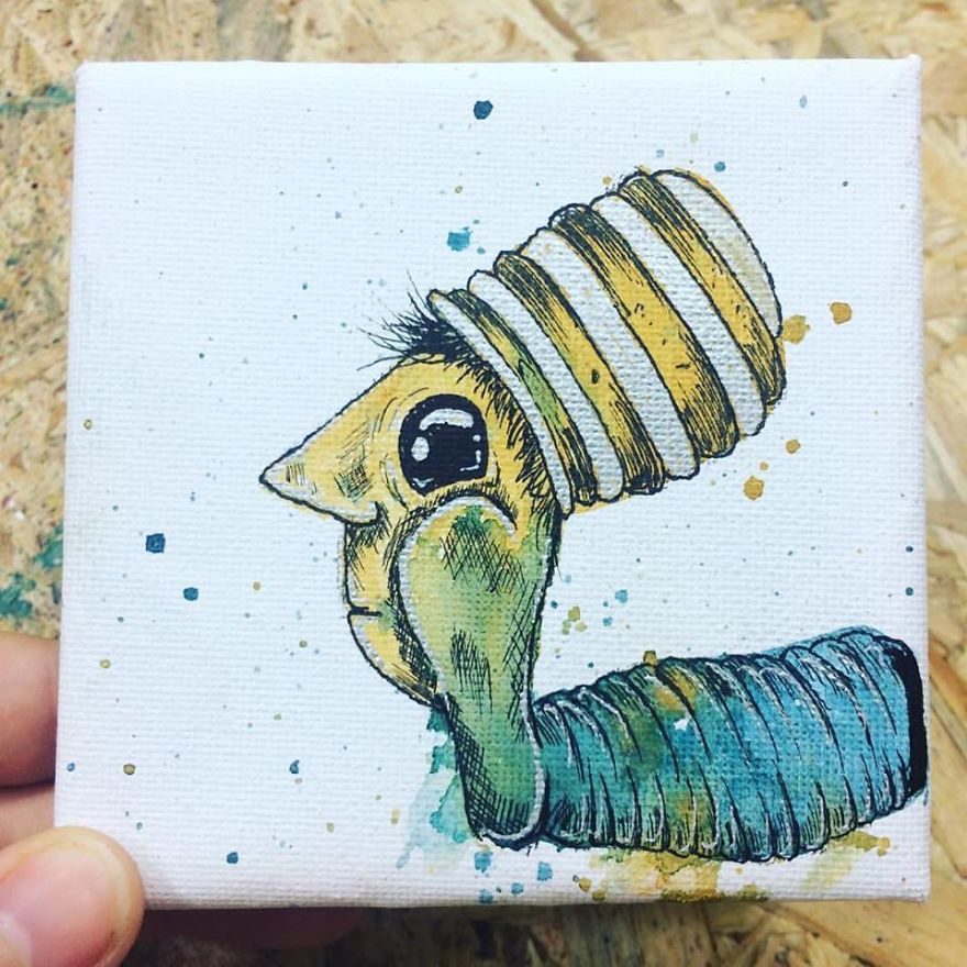 I Create Quirky Monsters From Random Paint Splashes Daily