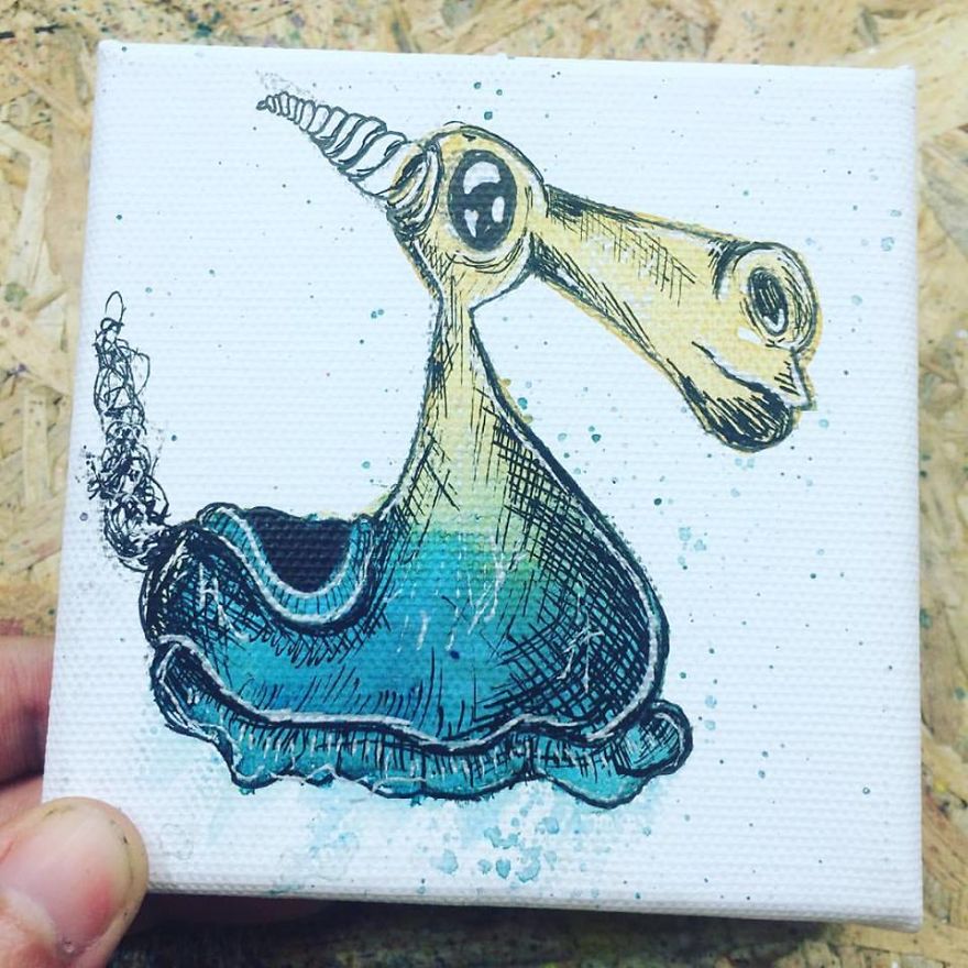 I Create Quirky Monsters From Random Paint Splashes Daily