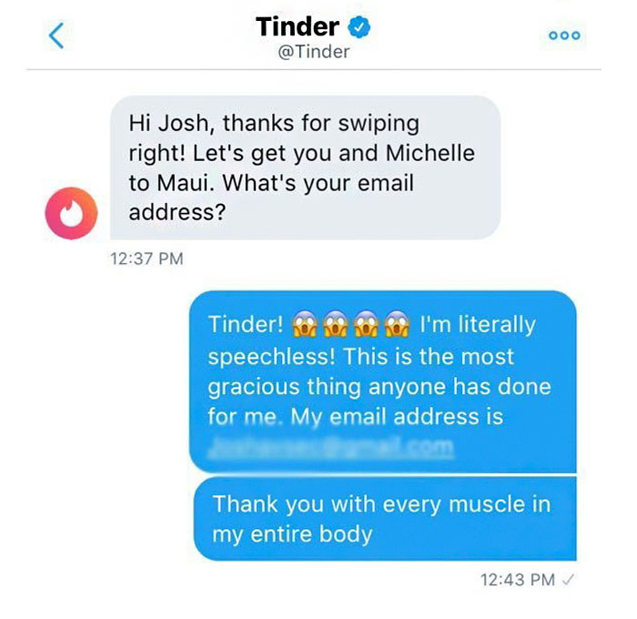 Strangers Who’ve Kept Hilarious Tinder Conversation For 3 Years Go Viral, So Tinder Itself Decides To Step In Strangers Who’ve Kept Hilarious Tinder Conversation For 3 Years Go Viral, So Tinder Itself Decides To Step In