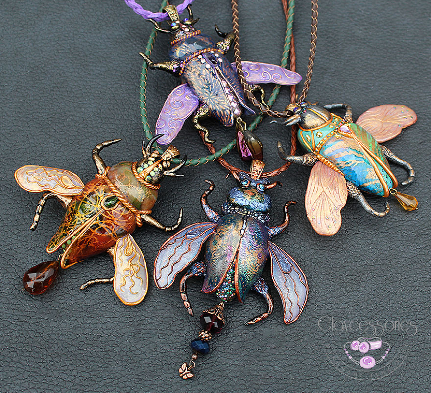 I Create Mesmerizing Insect Jewelry From Polymer Clay