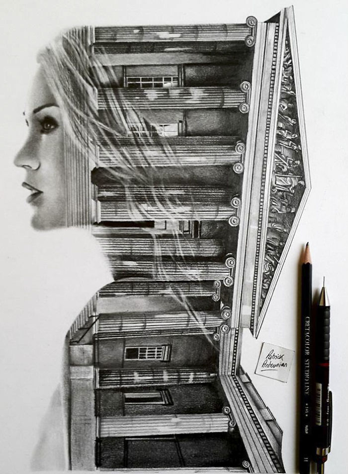 I Merge Buildings And People In My Double Exposure Drawings