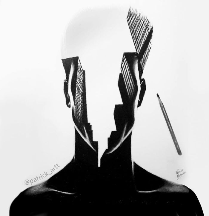 I Merge Buildings And People In My Double Exposure Drawings