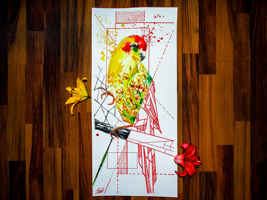 I Try To Paint The Beauty Of Birds In A Unique Perspective That Mixes Geometry And Landscapes I Try To Paint The Beauty Of Birds In A Unique Perspective That Mixes Geometry And Landscapes