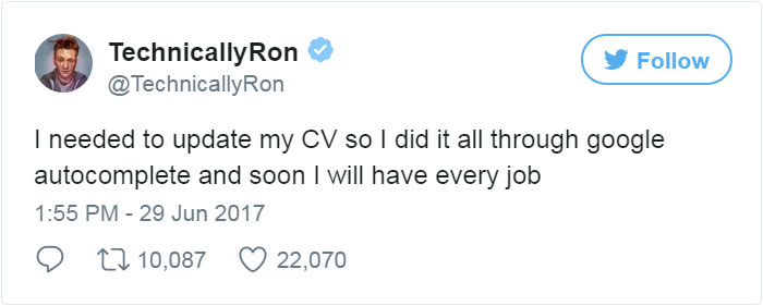 This Guy Just Wrote His Resume Using Google Autocomplete, And It’s So Brilliant He Deserves A Job This Guy Just Wrote His Resume Using Google Autocomplete, And It’s So Brilliant He Deserves A Job