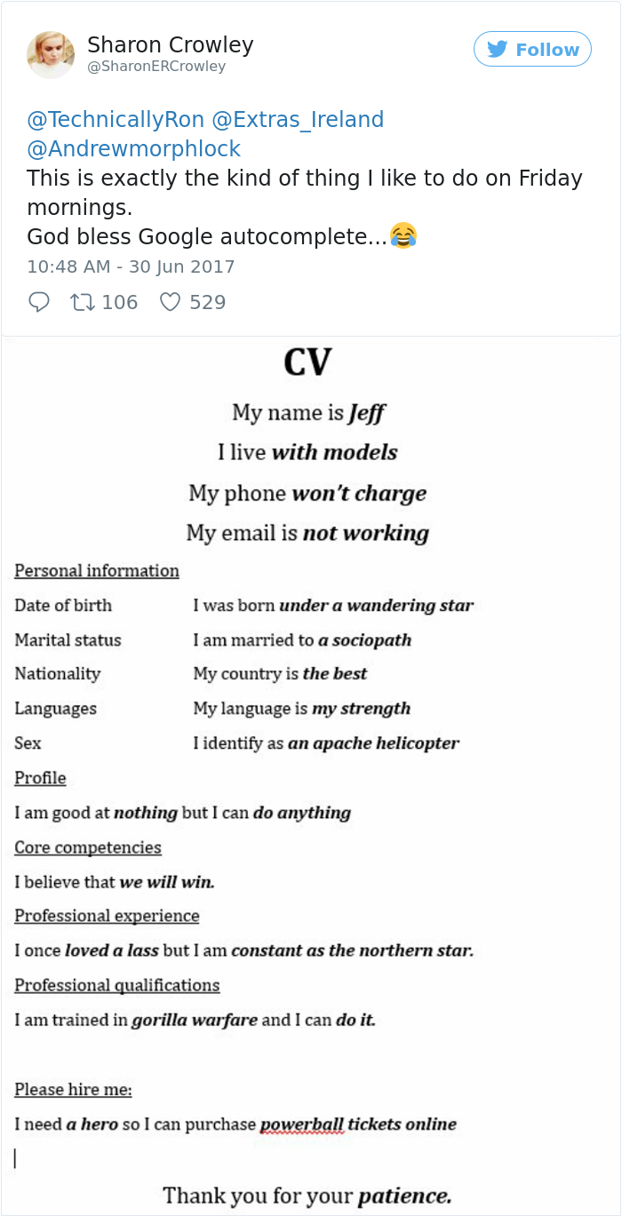 This Guy Just Wrote His Resume Using Google Autocomplete, And It’s So Brilliant He Deserves A Job This Guy Just Wrote His Resume Using Google Autocomplete, And It’s So Brilliant He Deserves A Job