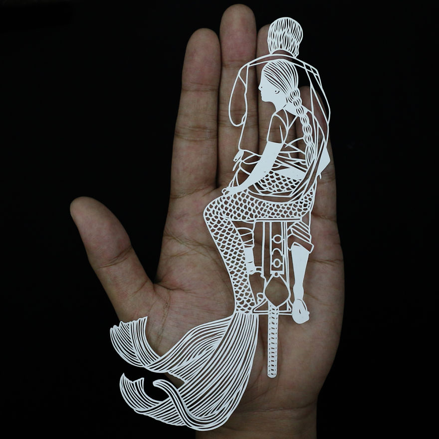 I Portray Indian Women Through My Intricate Mermaid Papercuts